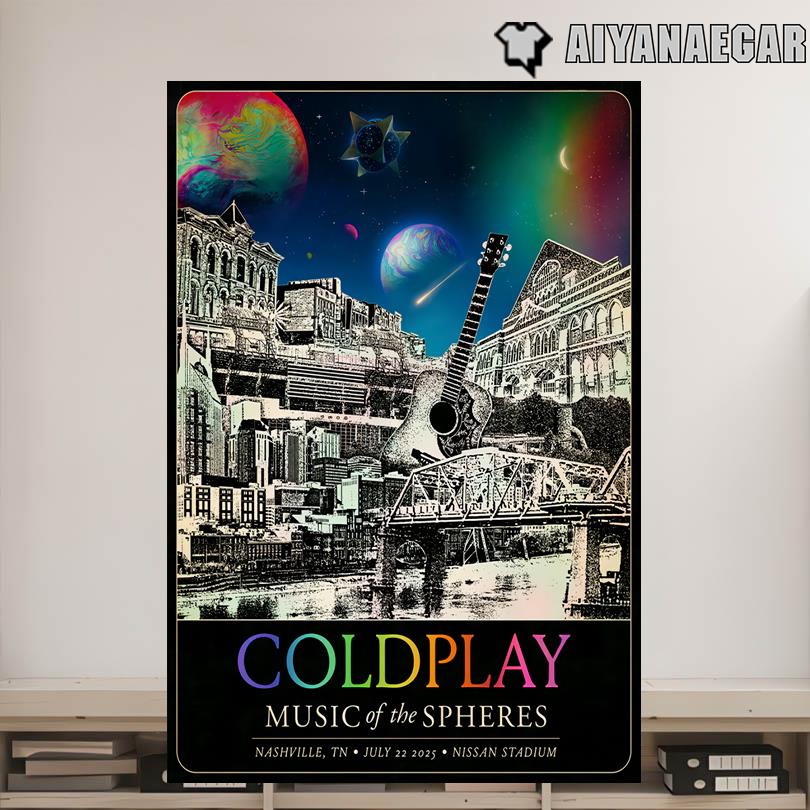 Coldplay 2025 Concert Poster Nissan Stadium Nashville Tennessee
