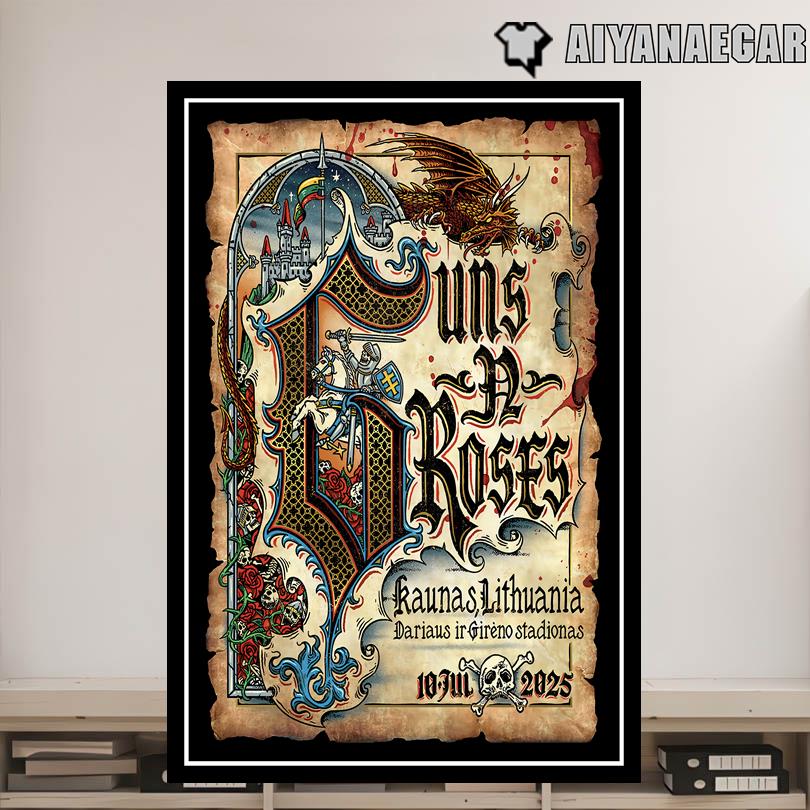 Guns N\' Roses Concert Poster – July 10 2025 – Kaunas, Lithuania