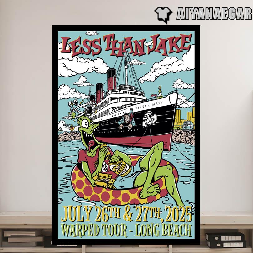 Less Than Jake Live Tour Poster Warped Tour Long Beach CA July 26 27 2025