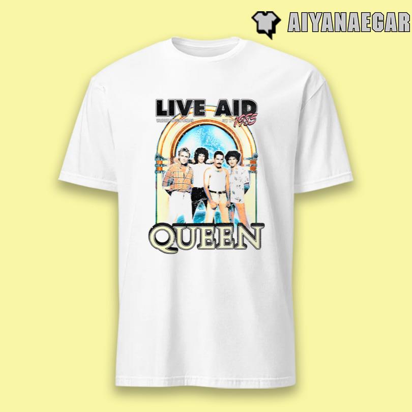 Queen at Live Aid Vintage White Tee
