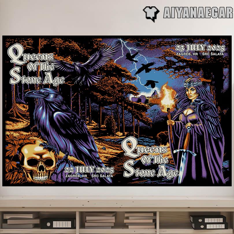 Queens Of The Stone Age Tour SCR Šalata Zagreb Croatia July 22-23 2025 Poster