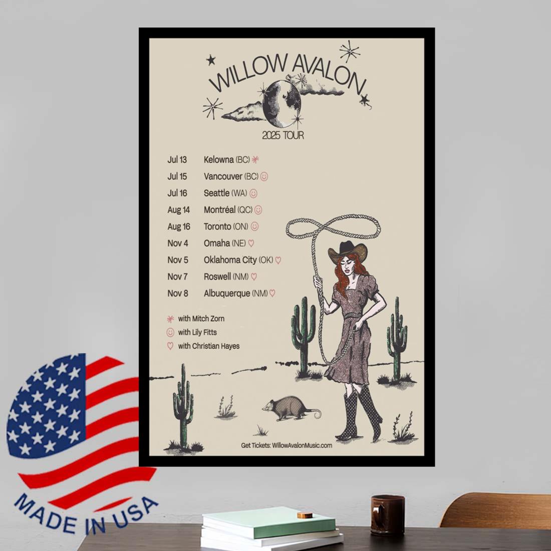 Willow Avalon 2025 Tour Poster